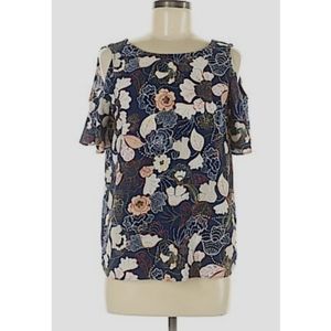 Fall floral cold shoulder scoop neck top NWT